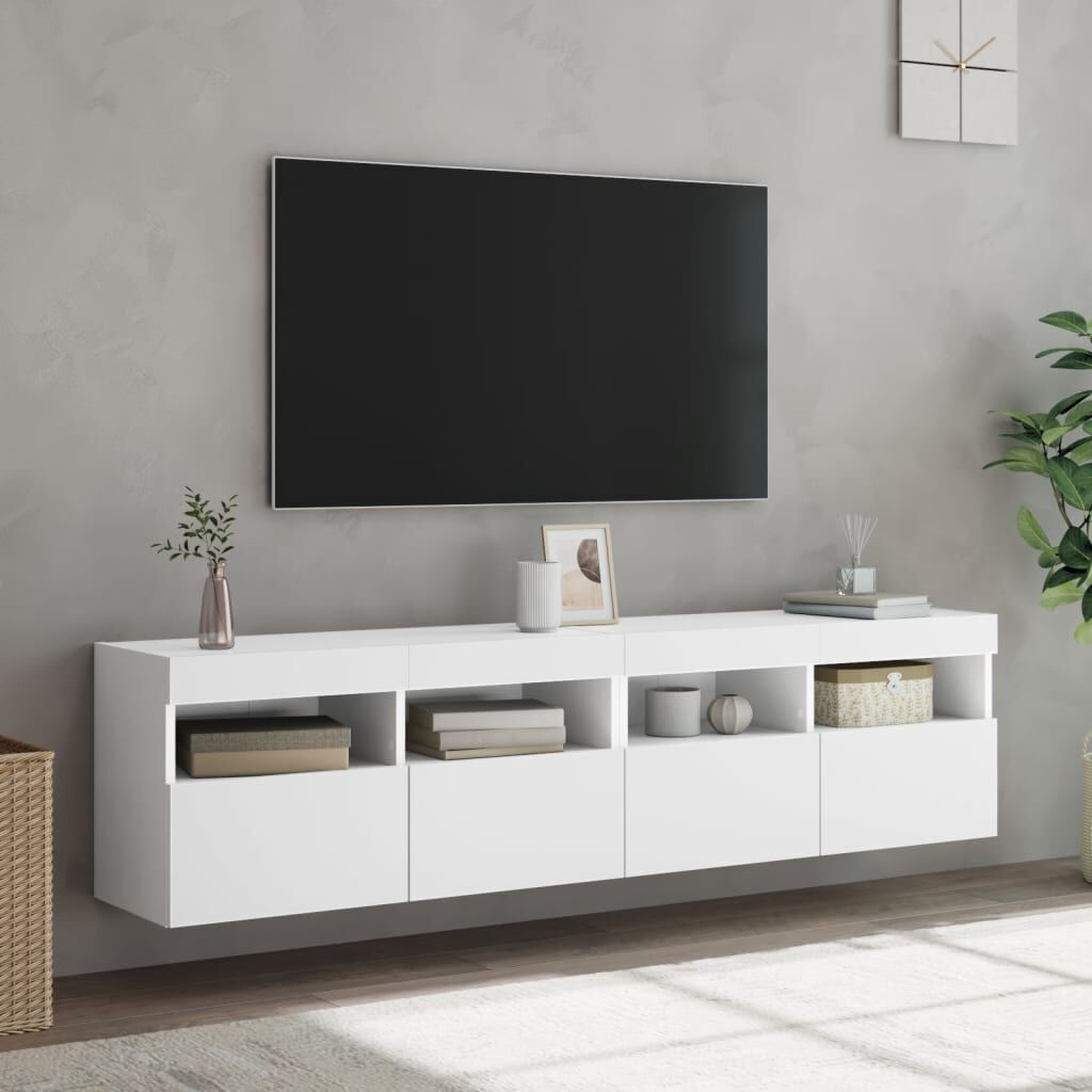 TV Wall Cabinets with LED Lights 2 pcs White 80x30x40 cm Price