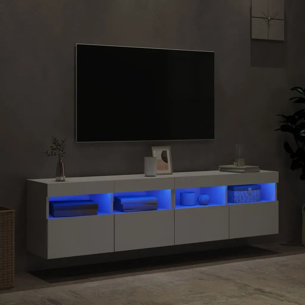 TV Wall Cabinets with LED Lights 2 pcs White 80x30x40 cm Price