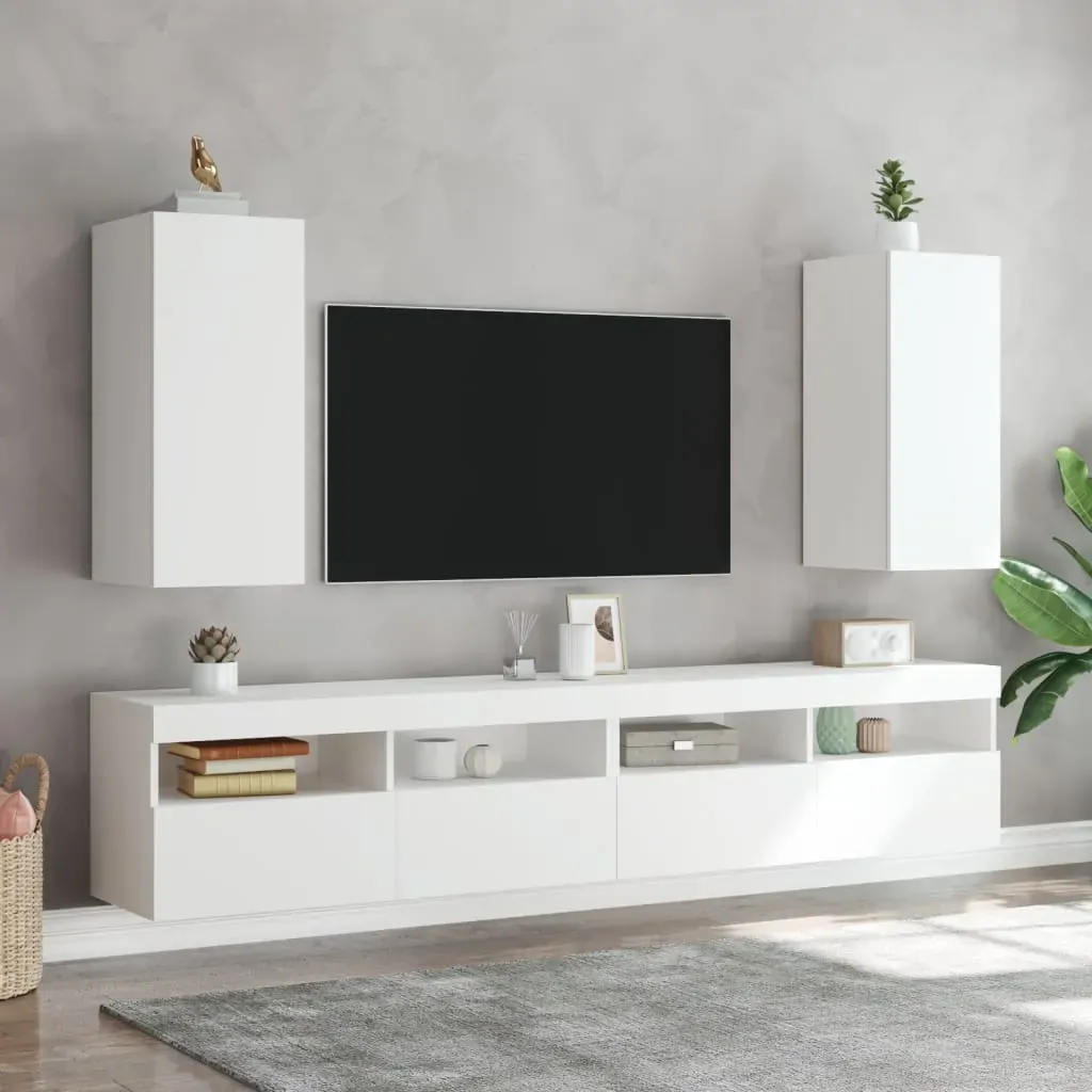 TV Wall Cabinets with LED Lights 2 pcs White 30.5x35x70 cm Price