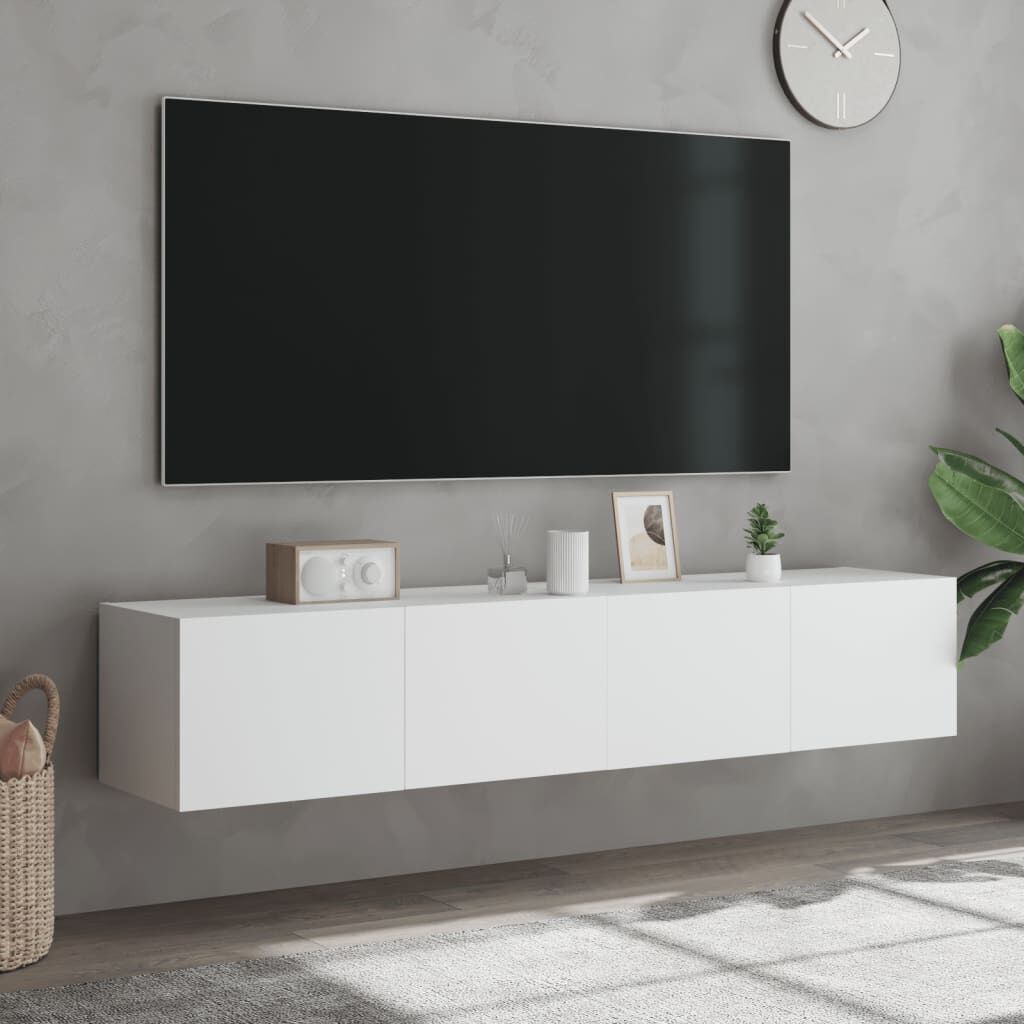 TV Wall Cabinets with LED Lights 2 pcs White 80x35x31 cm Price