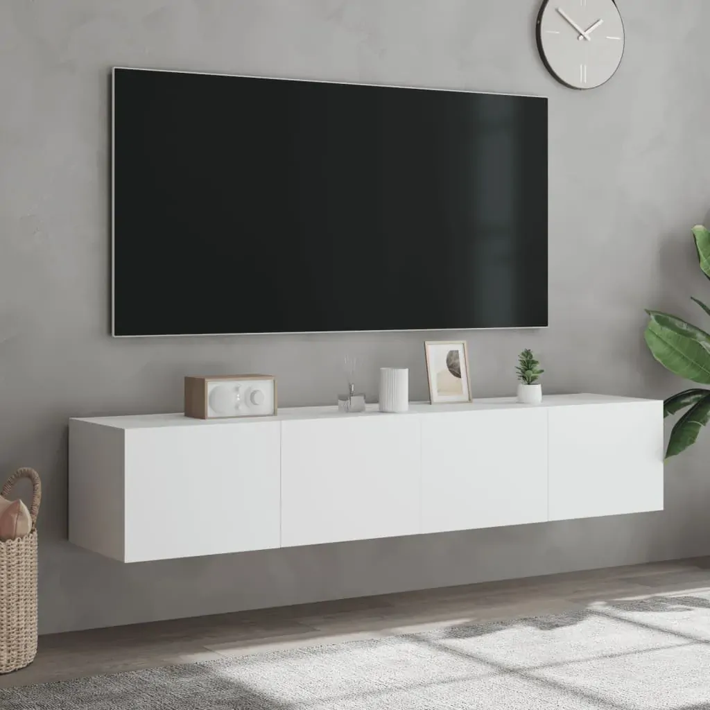 TV Wall Cabinets with LED Lights 2 pcs White 80x35x31 cm Price