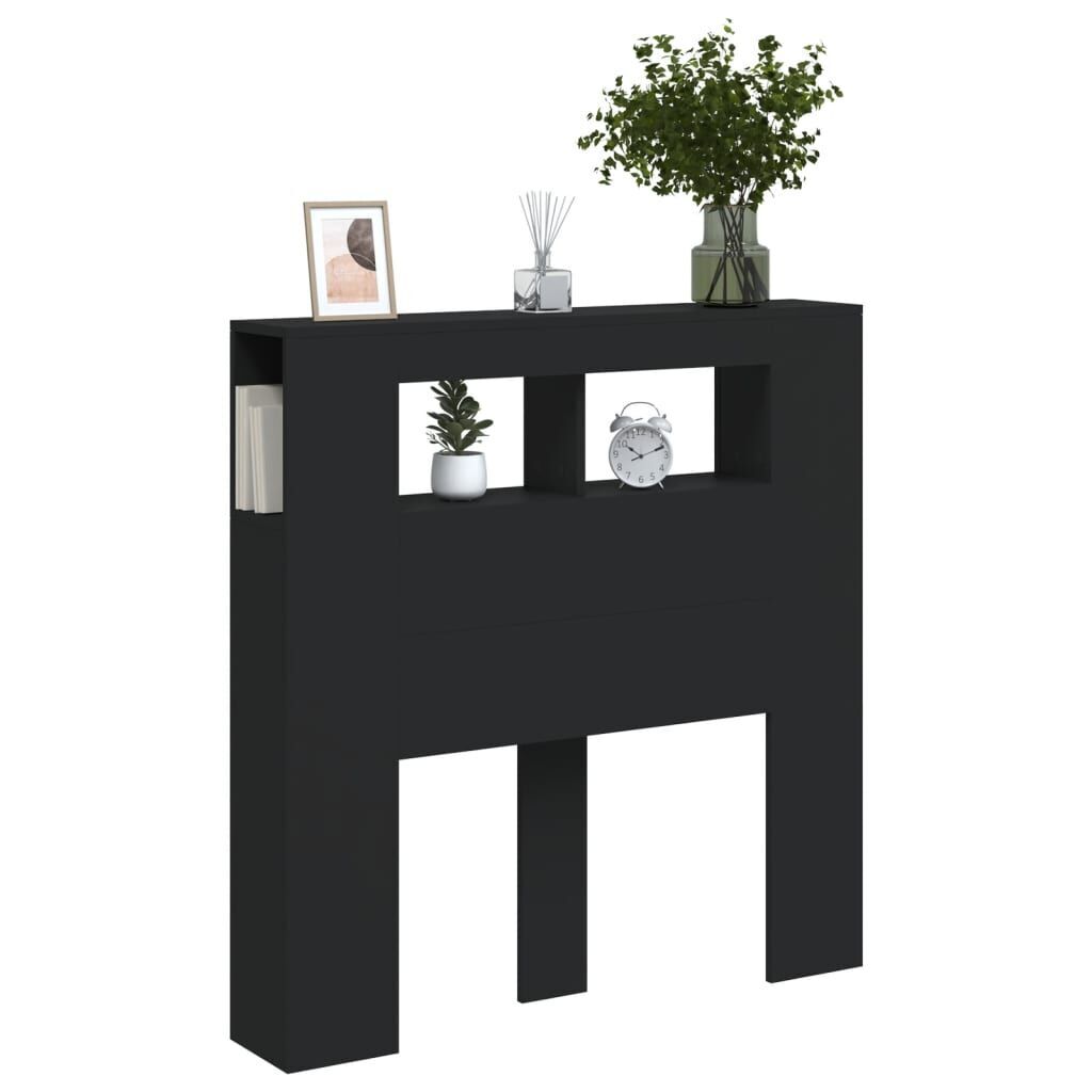 LED Headboard Black 100 cm Engineered Wood Price
