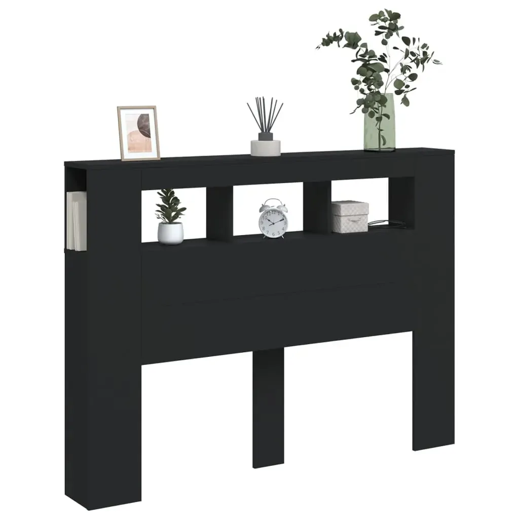LED Headboard Black 140 cm Engineered Wood Price