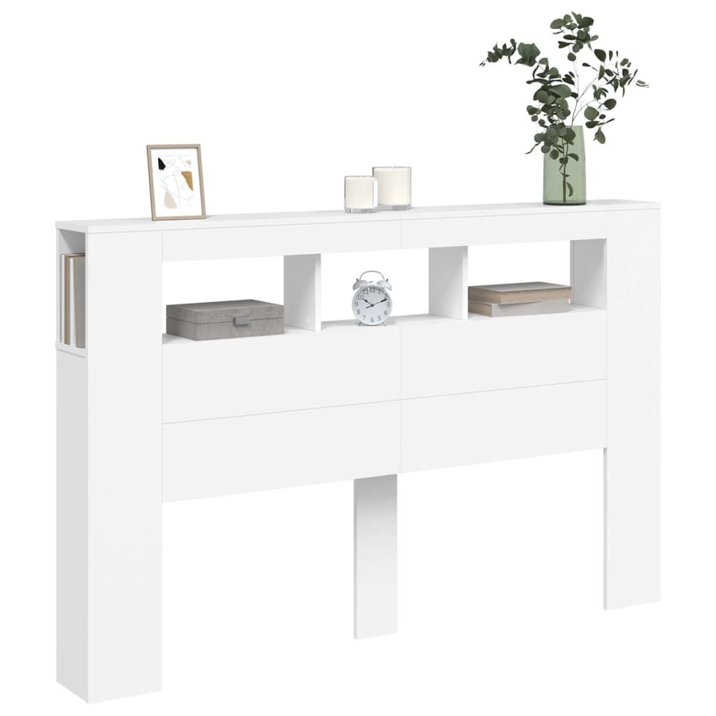 LED Headboard White 160 cm Engineered Wood Price