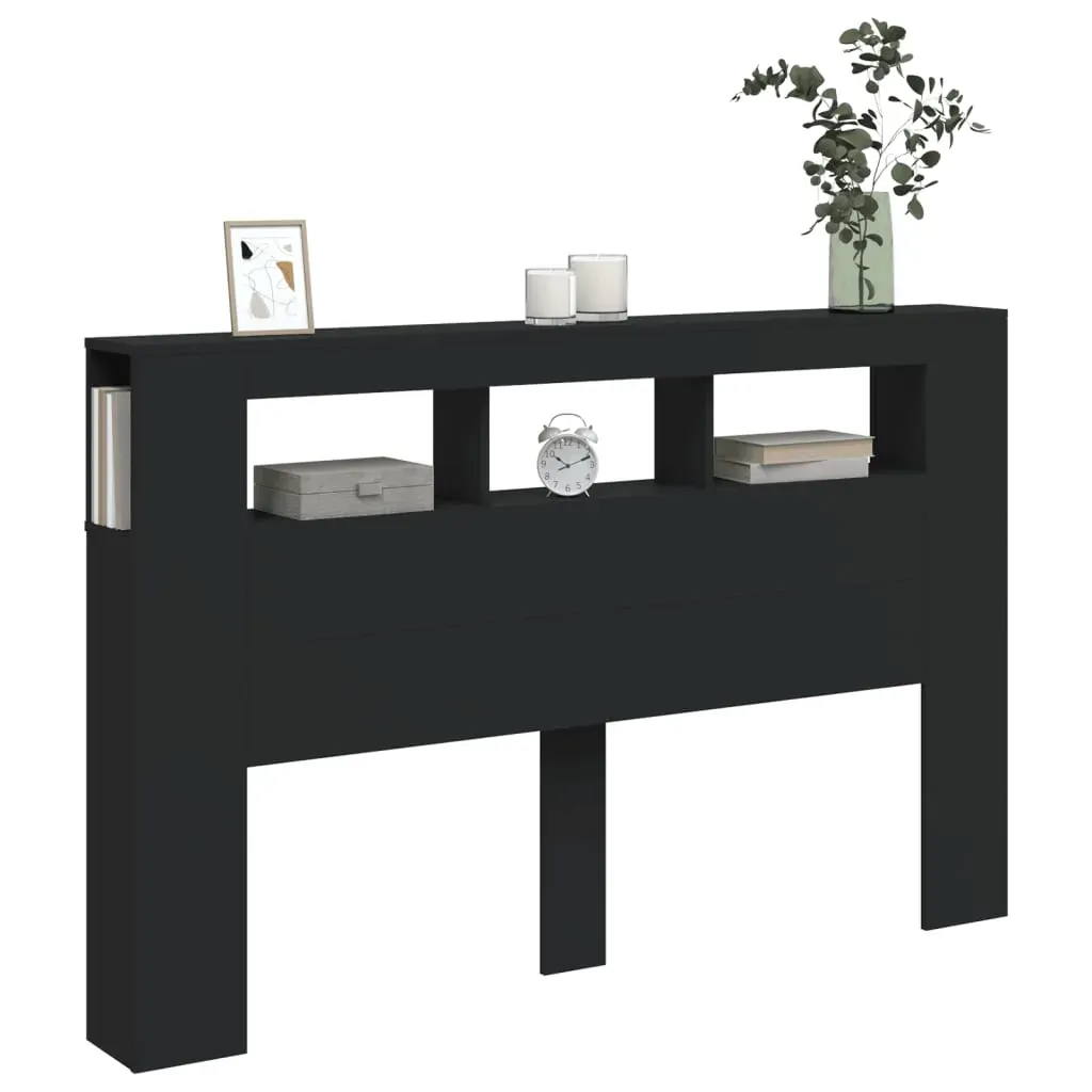LED Headboard Black 160 cm Engineered Wood Price
