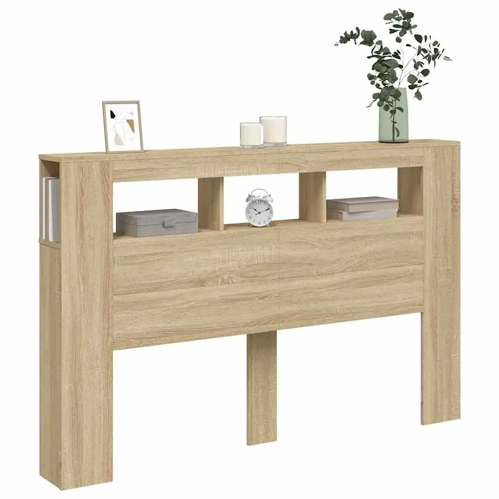 LED Headboard Sonoma Oak 160x18.5x103.5 cm Engineered Wood Price