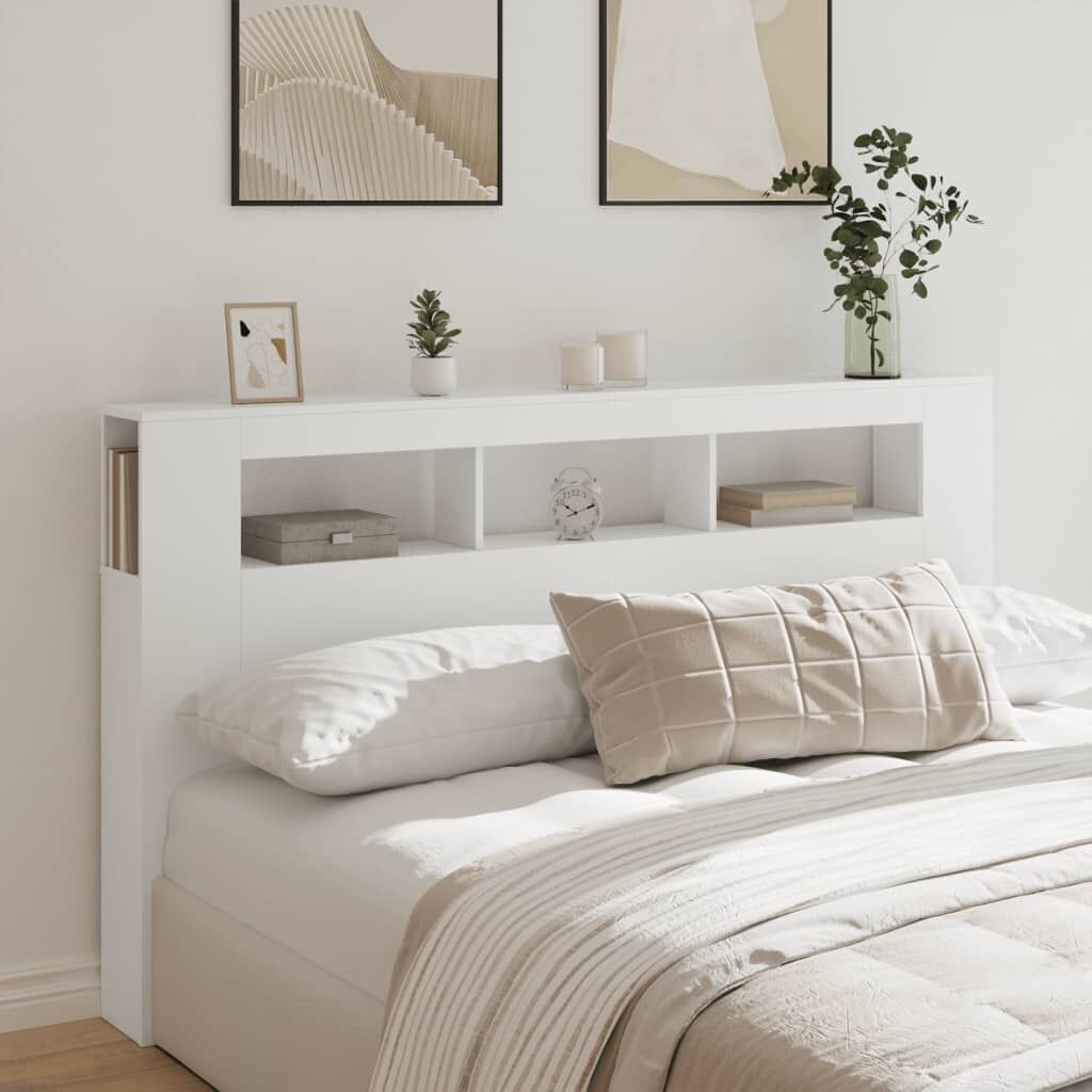 LED Headboard White 180 cm Engineered Wood Price
