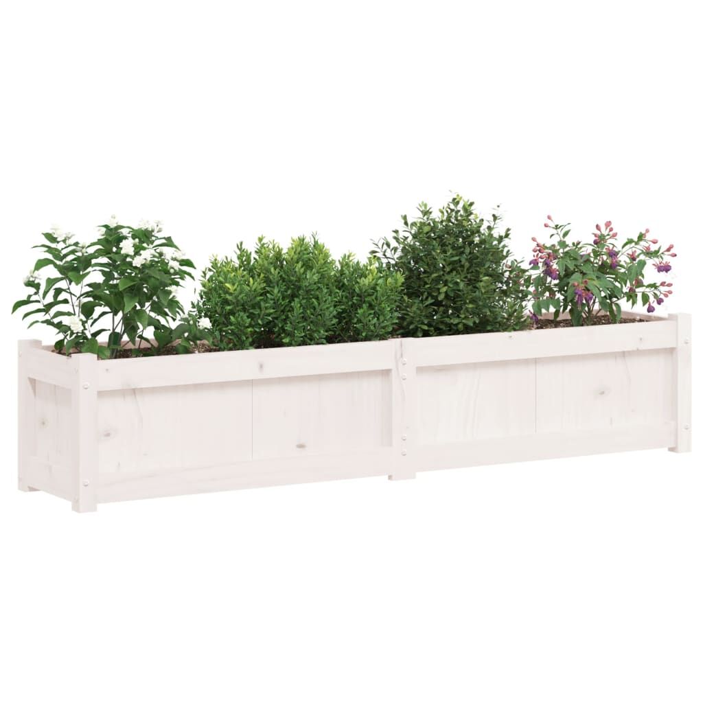 Garden Planter White 150x31x31 cm Solid Wood Pine Price