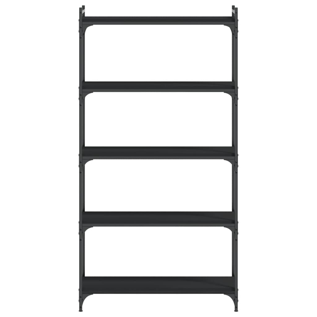 Bookcase 5-Tier Black 80x30x154 cm Engineered Wood Price