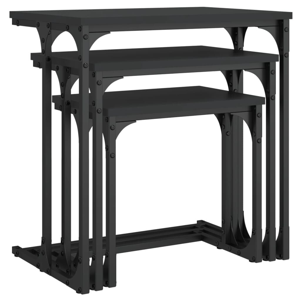 Nesting Coffee Tables 3 pcs Black Engineered Wood Price