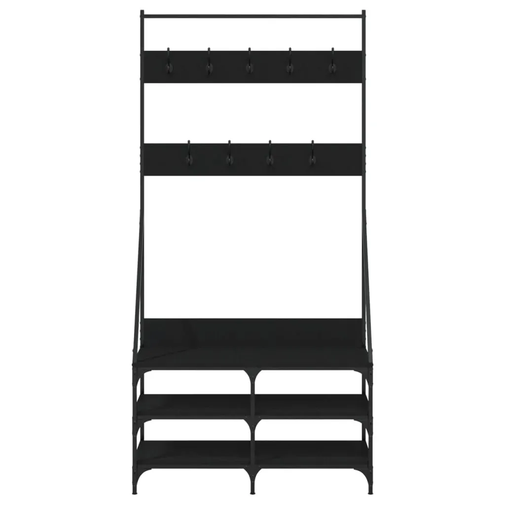 Clothes Rack with Shoe Storage Black 90x34x184 cm Price