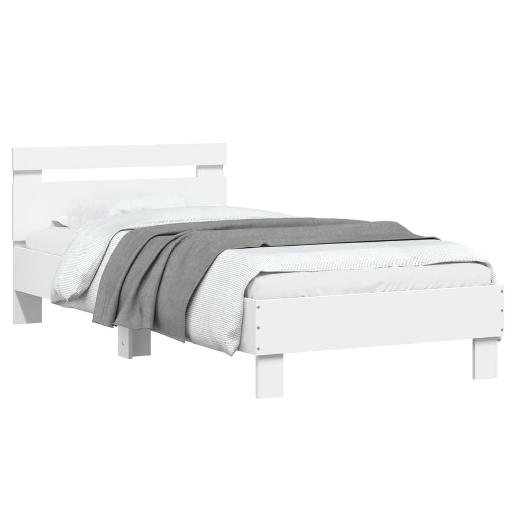 Bed Frame without Mattress with Headboard White 90x190 cm Price