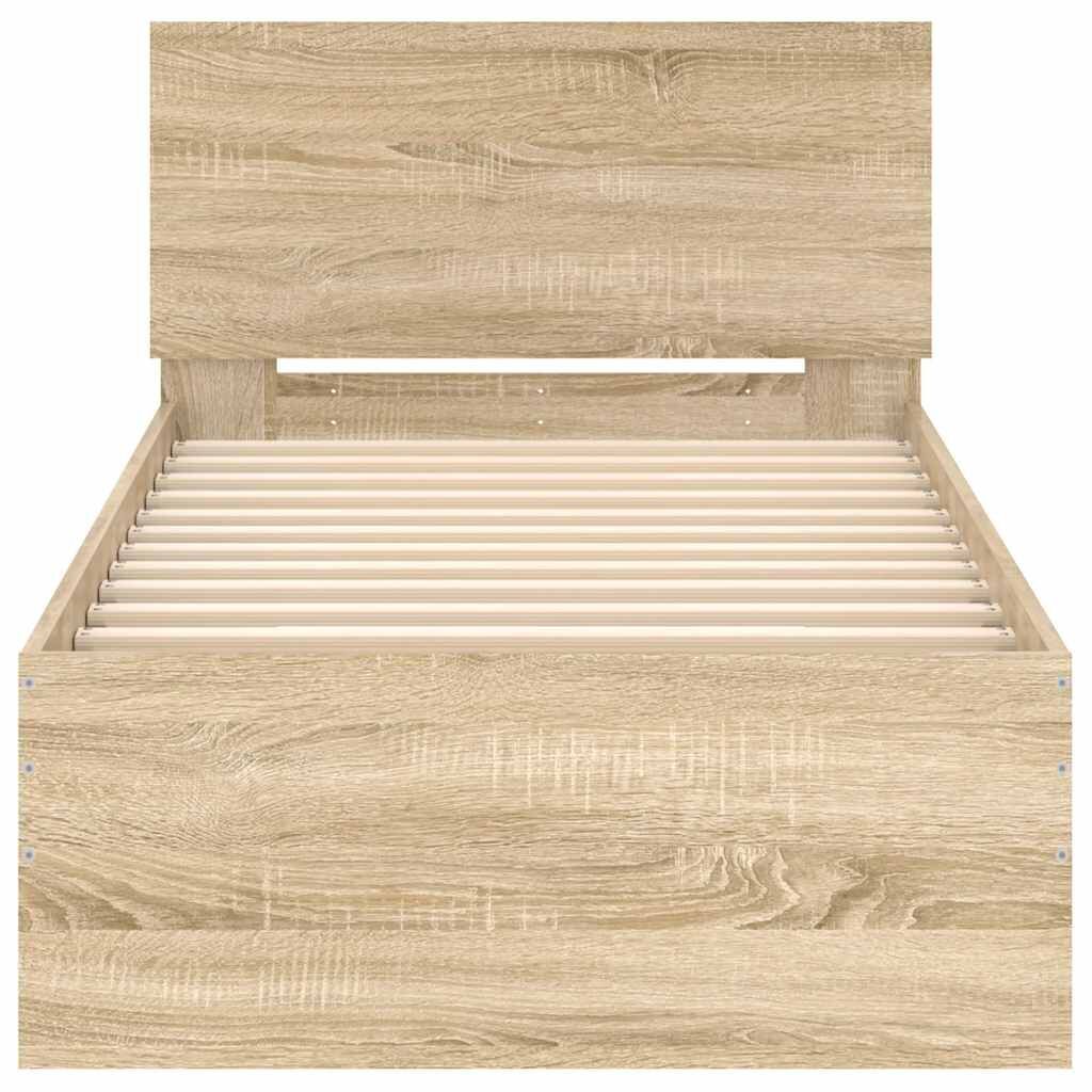 Bed Frame without Mattress with Headboard Sonoma Oak 90x190 cm Price