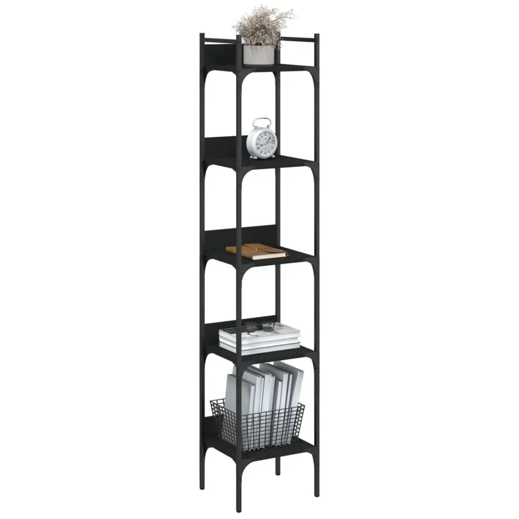 Bookshelf 5-Tier Black 35x30x174 cm Engineered Wood Price