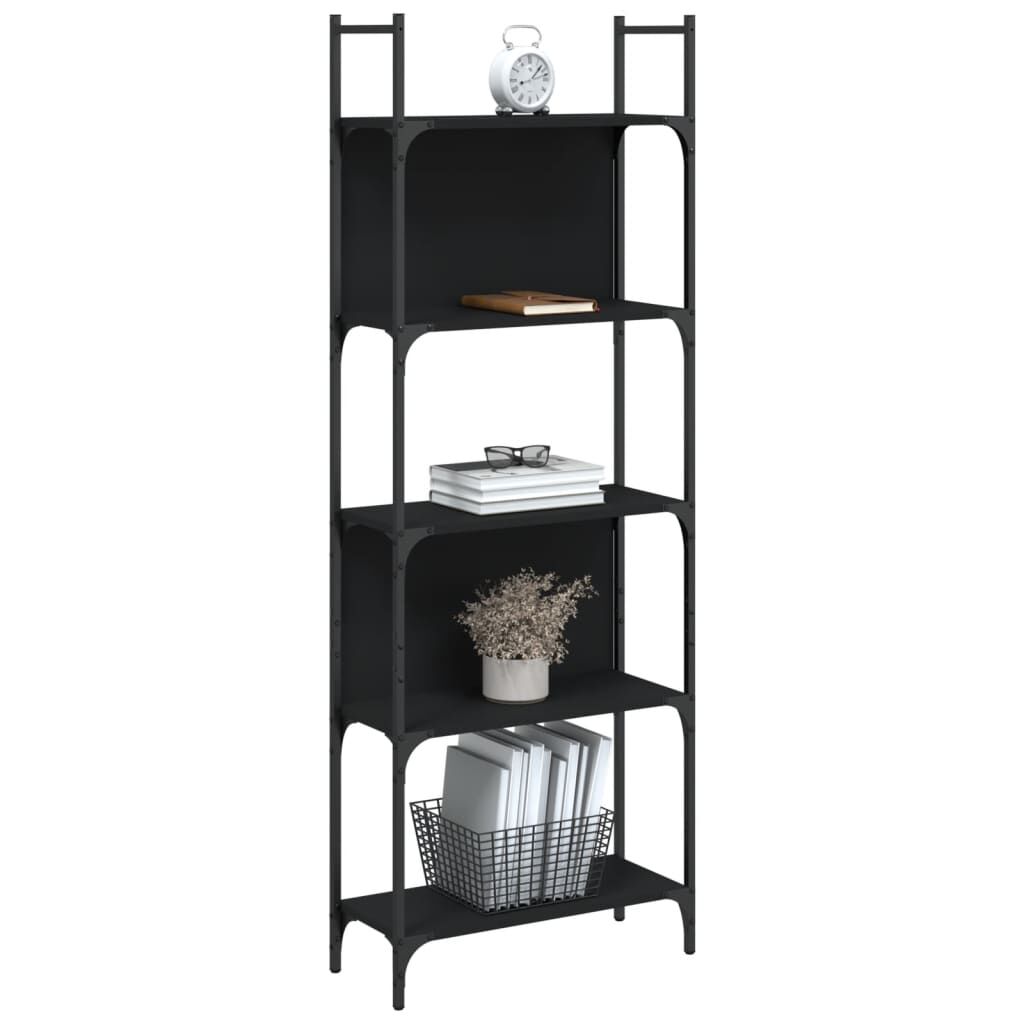 Bookshelf 5-Tier Black 60.5x24x166.5 cm Engineered Wood Price