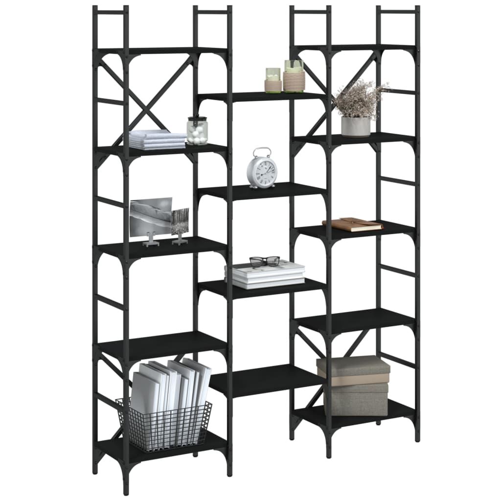 Bookshelf Black 127.5x28.5x172.5 cm Engineered Wood Price