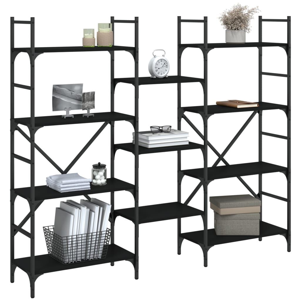 Bookshelf Black 160x28.5x136.5 cm Engineered Wood Price