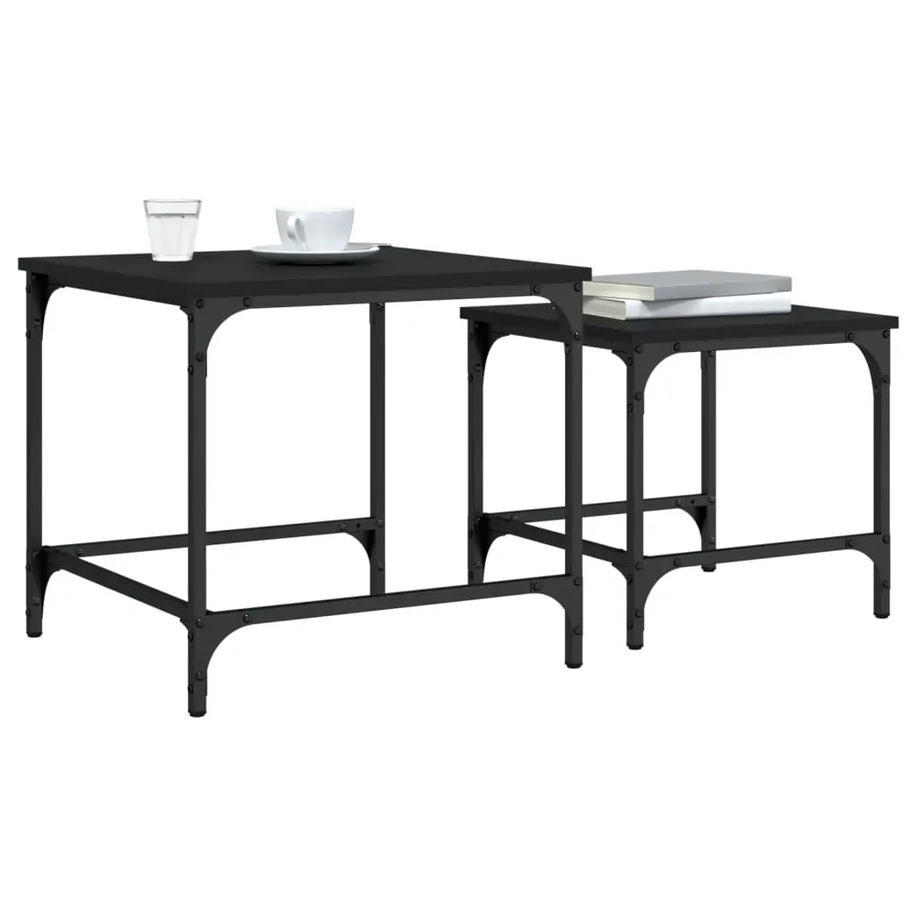 Nesting Coffee Tables 2 pcs Black Engineered Wood Price