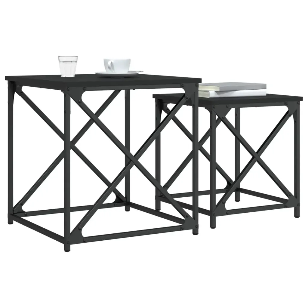Nesting Coffee Tables 2 pcs Black Engineered Wood Price