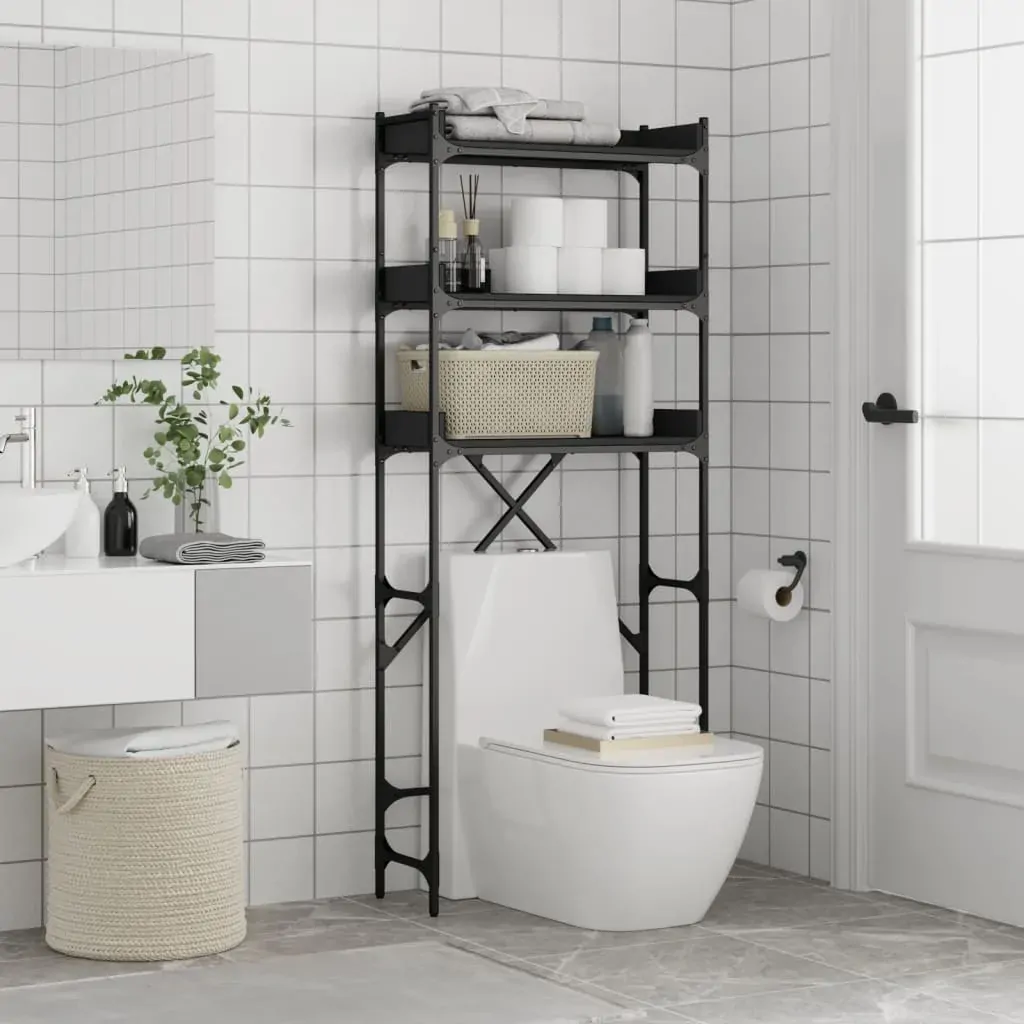 Washing Machine Shelf Black 67x25x163 cm Engineered Wood Price