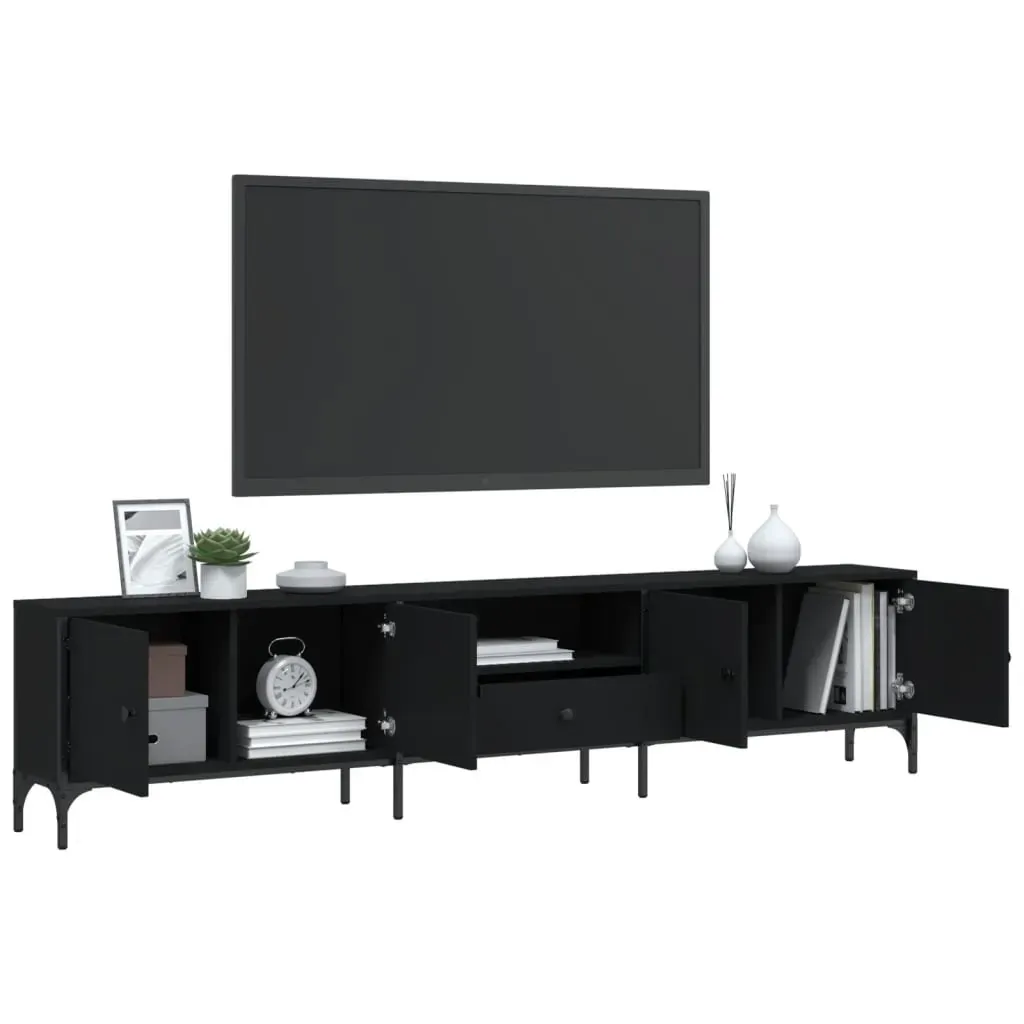 TV Cabinet with Drawer Black 200x25x44 cm Engineered Wood Price