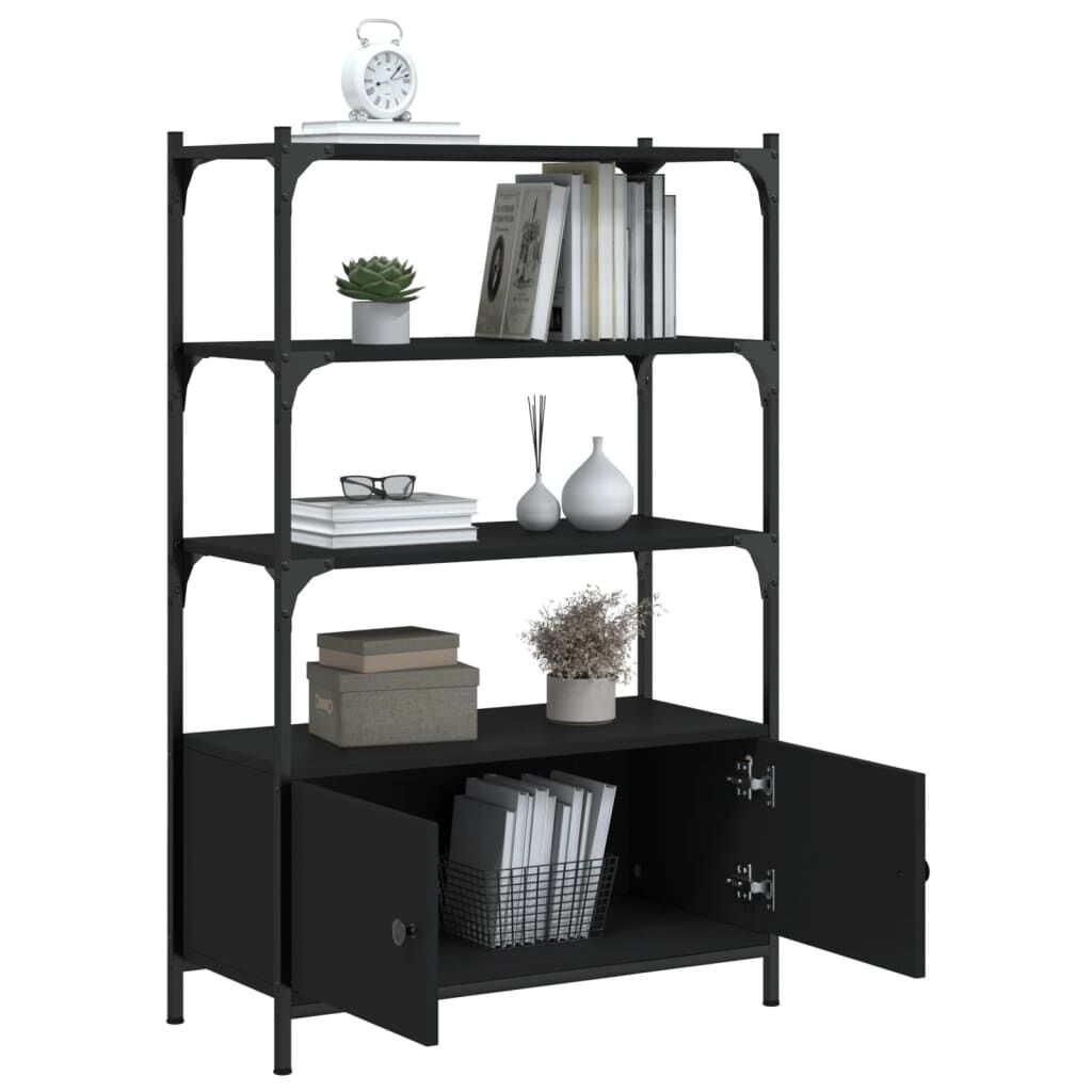 Bookcase 3-Tier Black 70x30x109.5 cm Engineered Wood Price