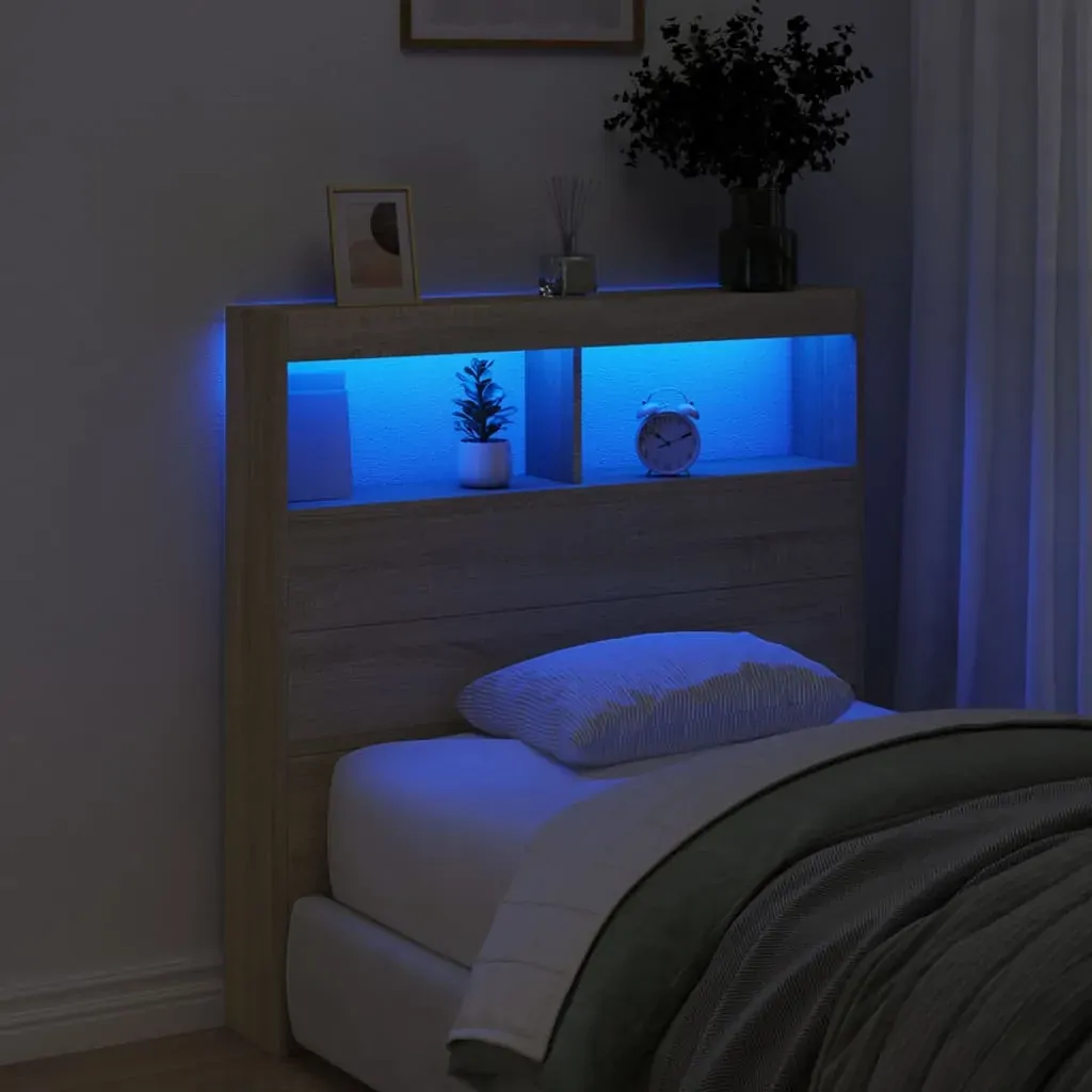 Headboard Cabinet with LED Sonoma Oak 100 cm Price