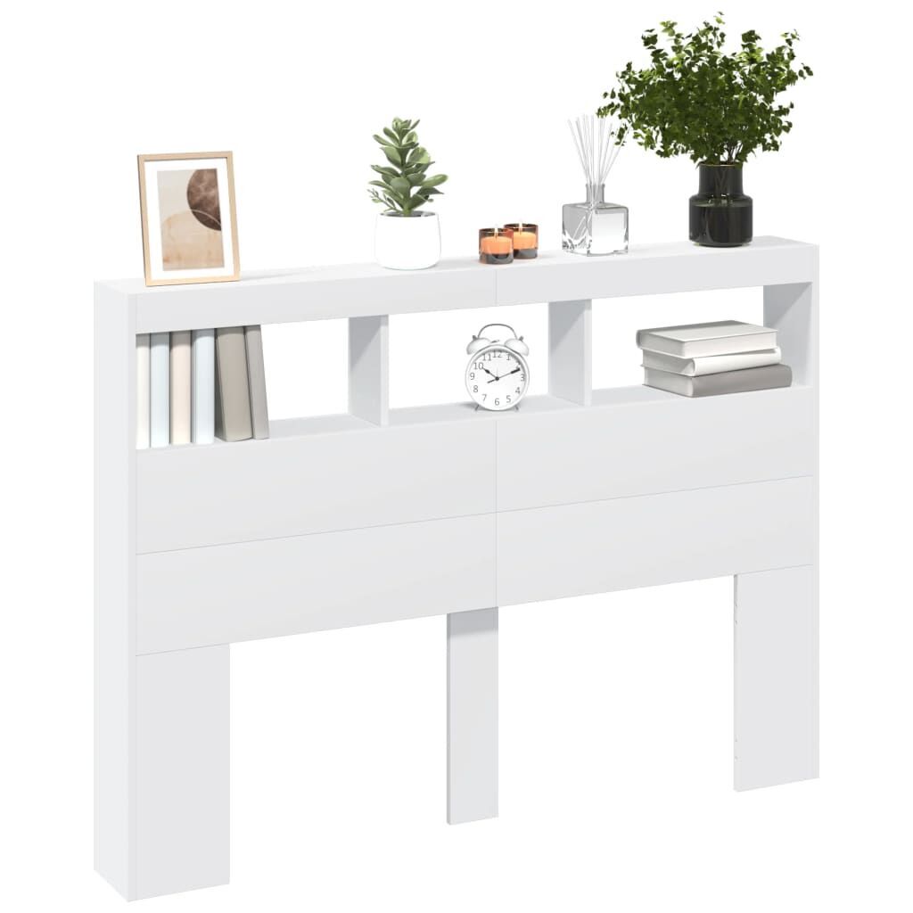 Headboard Cabinet with LED White 140 cm Price