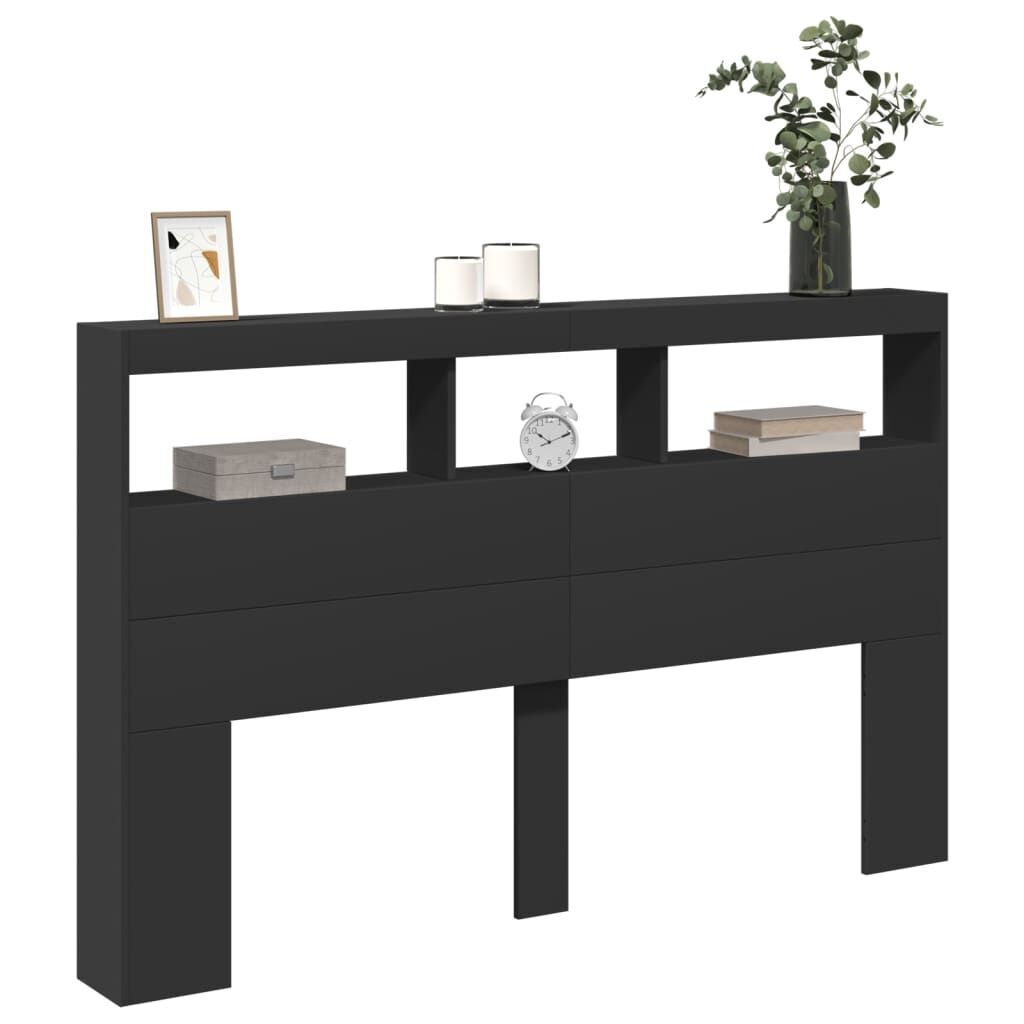 Headboard Cabinet with LED Black 160x17x102 cm Price