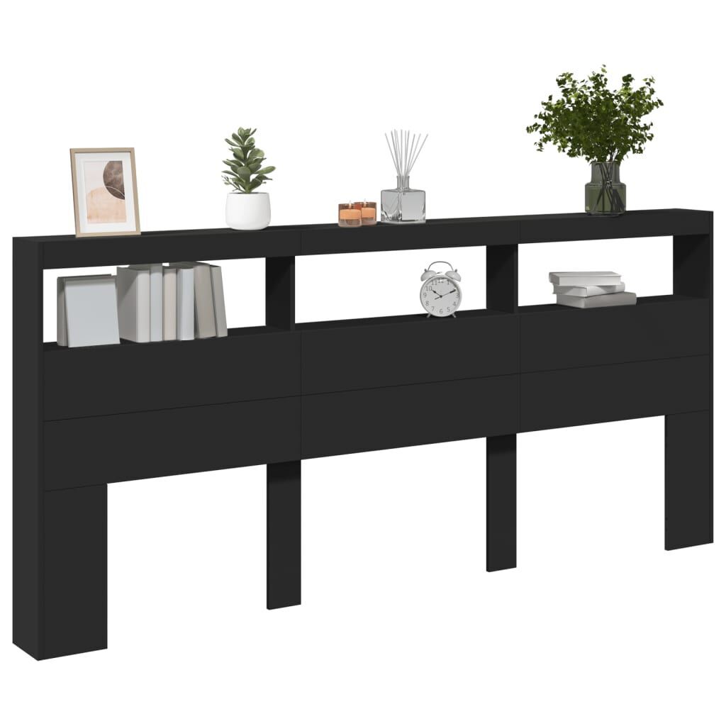 Headboard Cabinet with LED Black 220 cm Price