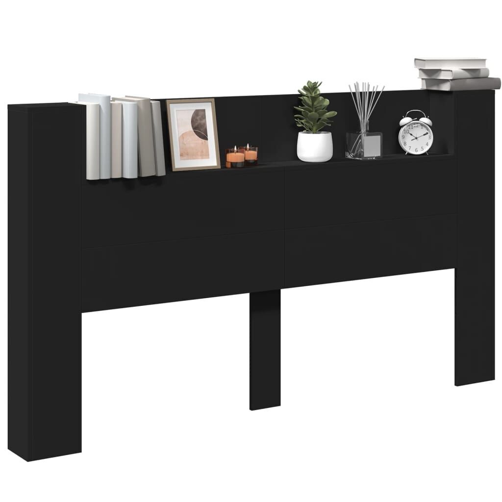 Headboard Cabinet with LED Black 180 cm Price