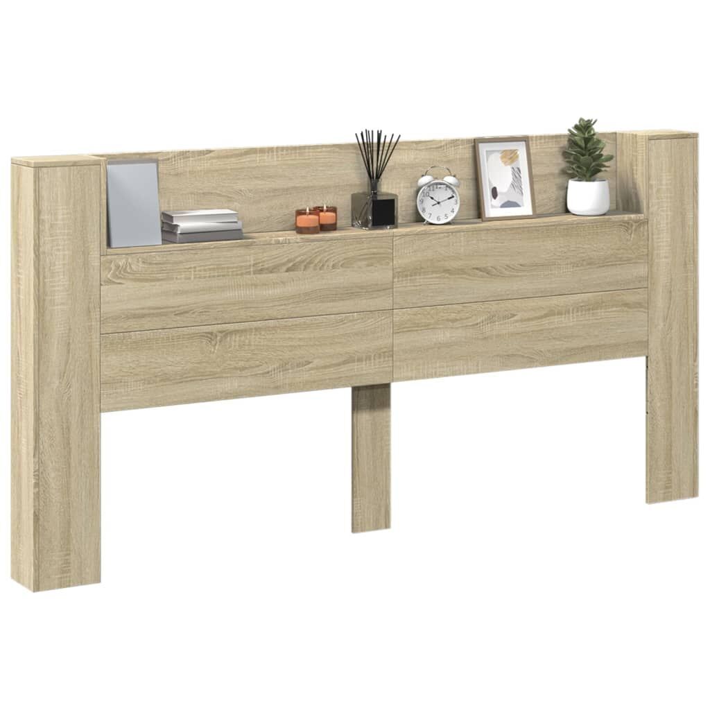 Headboard Cabinet with LED Sonoma Oak 200x16.5x103.5 cm Price