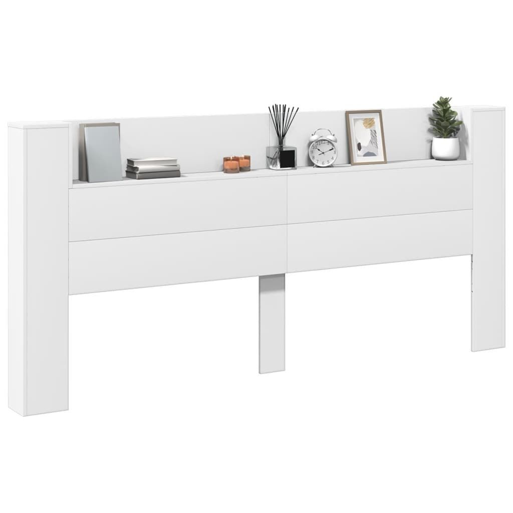 Headboard Cabinet with LED White 220x16.5x103.5 cm Price