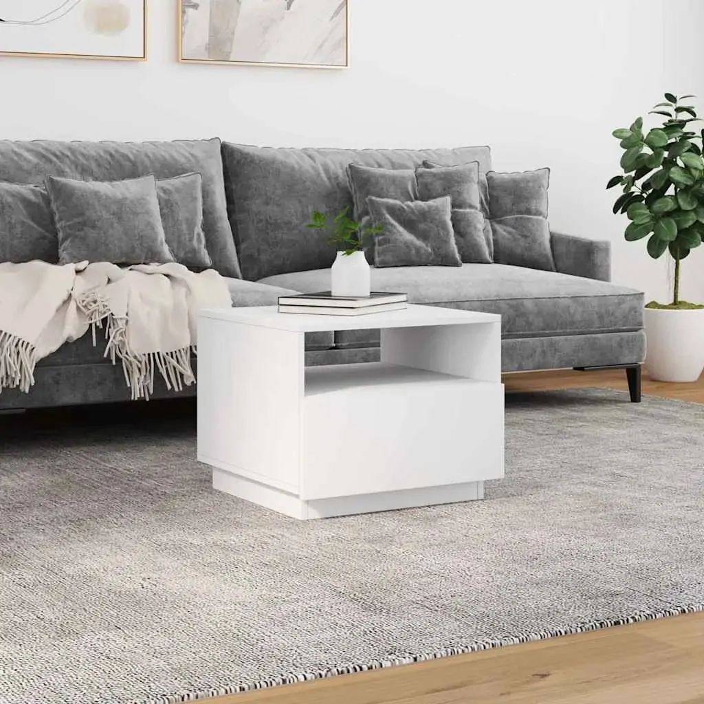 Coffee Table with LED Lights White 50x49x40 cm Price