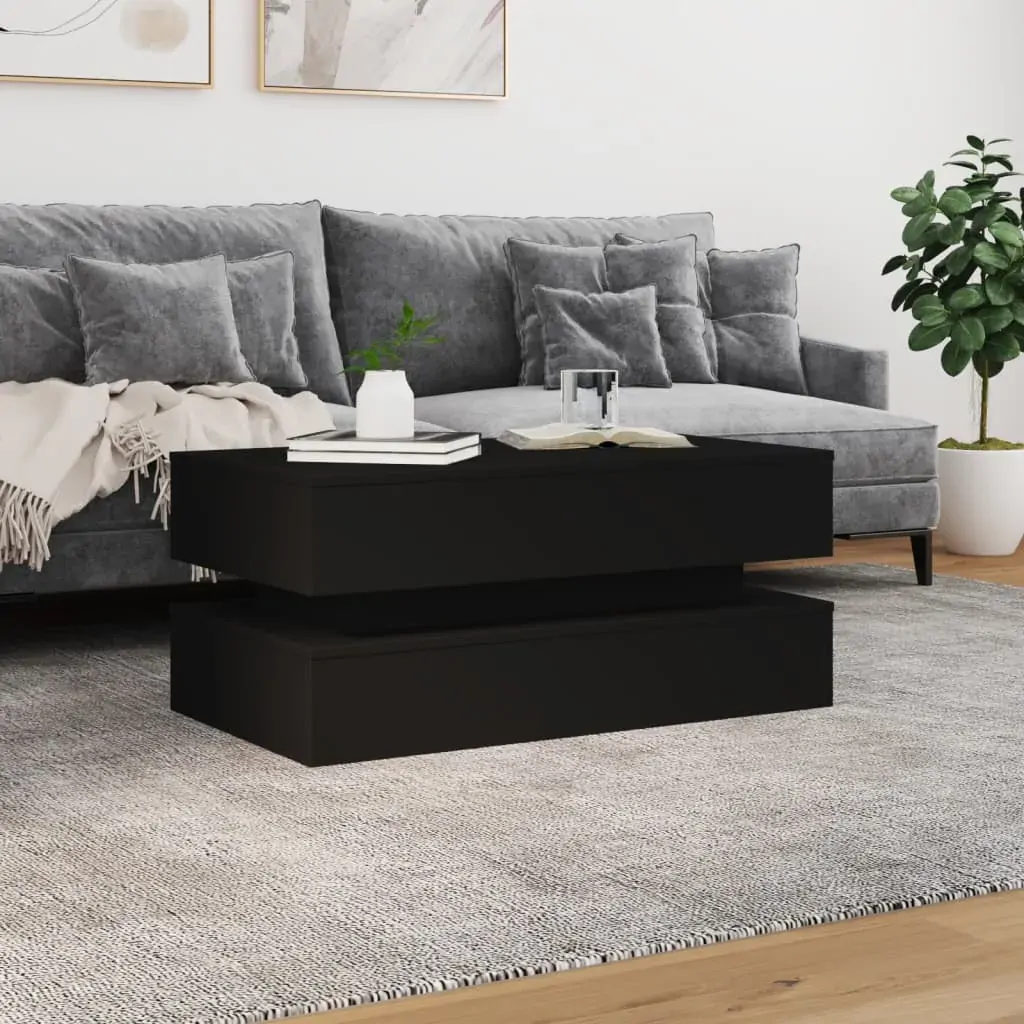 Coffee Table with LED Lights Black 90x50x40 cm Price