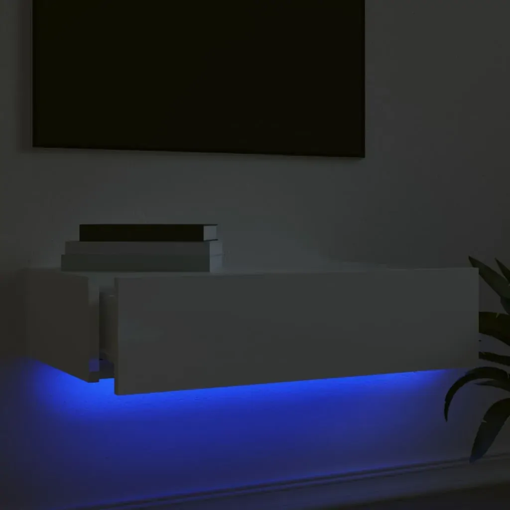 TV Cabinet with LED Lights High Gloss White 60x35x15.5 cm Price