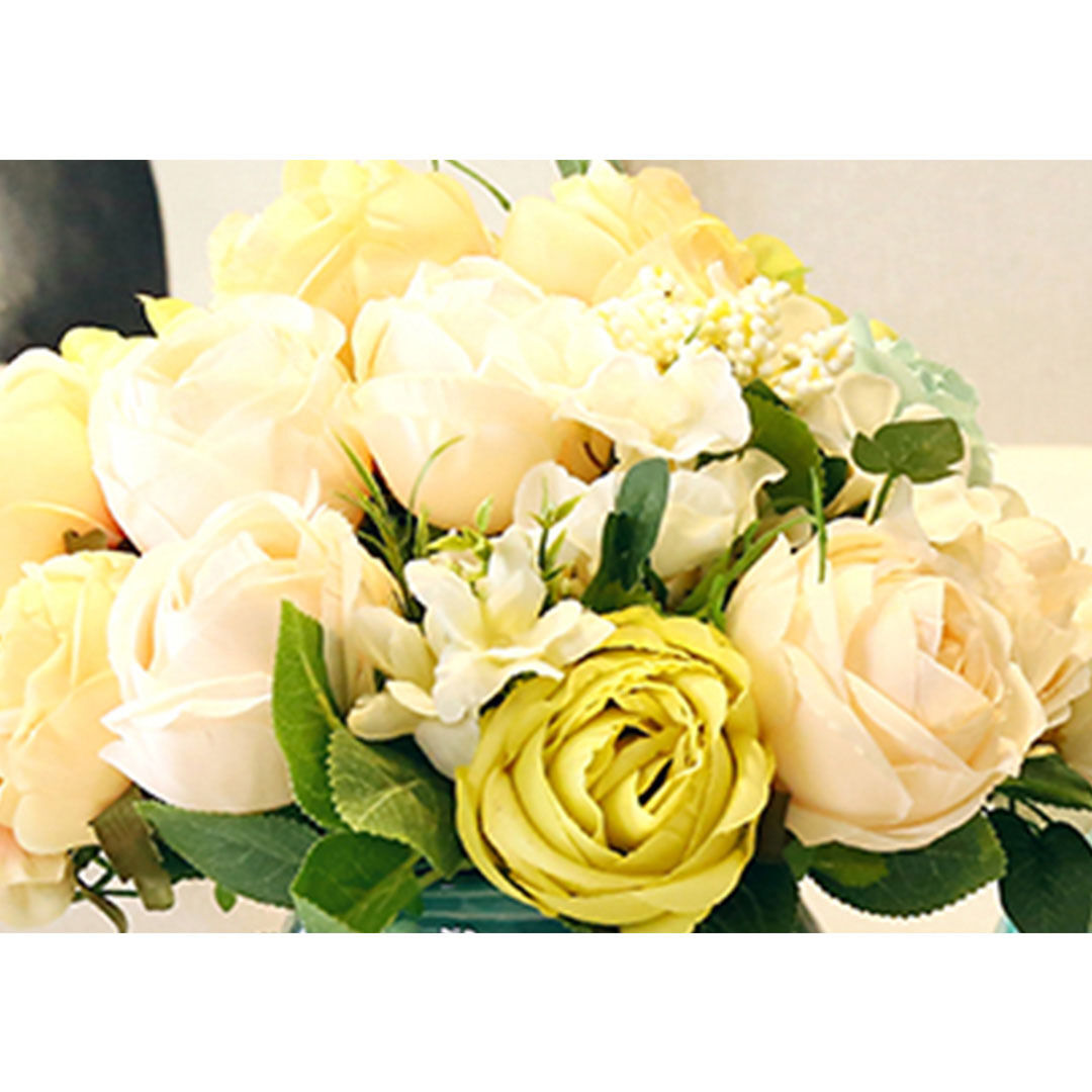 3pcs artificial silk with 15 heads flower fake rose bouquet table decor white Price