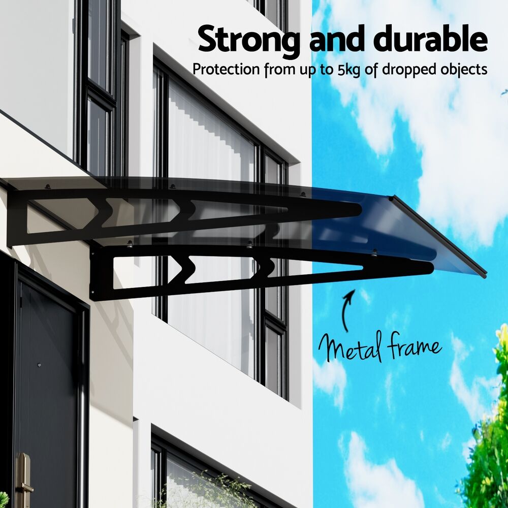 Instahut Window Door Awning Canopy 1mx1m Grey Solid Sheet Metal Frame Price