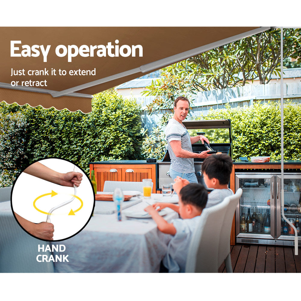 Retractable Folding Arm Awning Manual Sunshade 4Mx2.5M Beige Price
