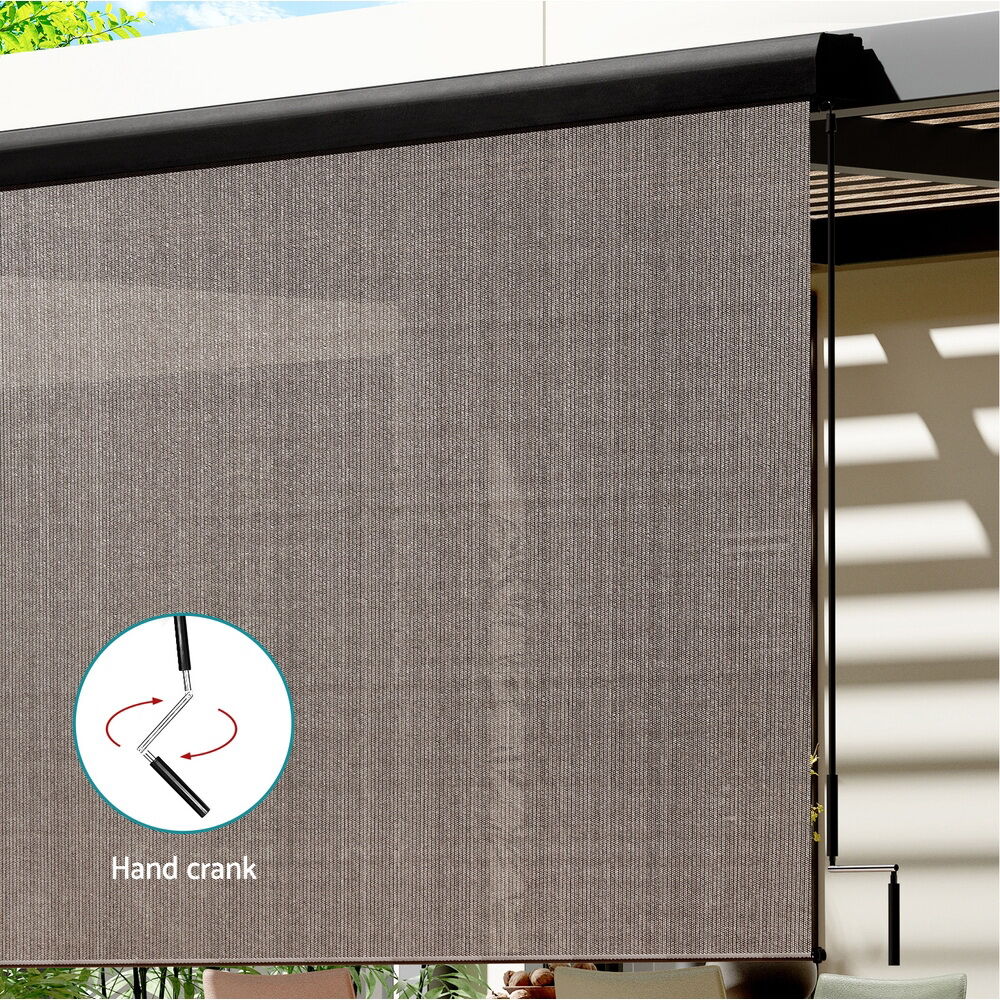 Instahut Outdoor Blinds Light Filtering Roll Down Awning Shade 2.1X2.5M Brown Price