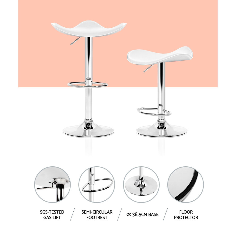 4x Bar Stools Leather Gas Lift Chair White Price