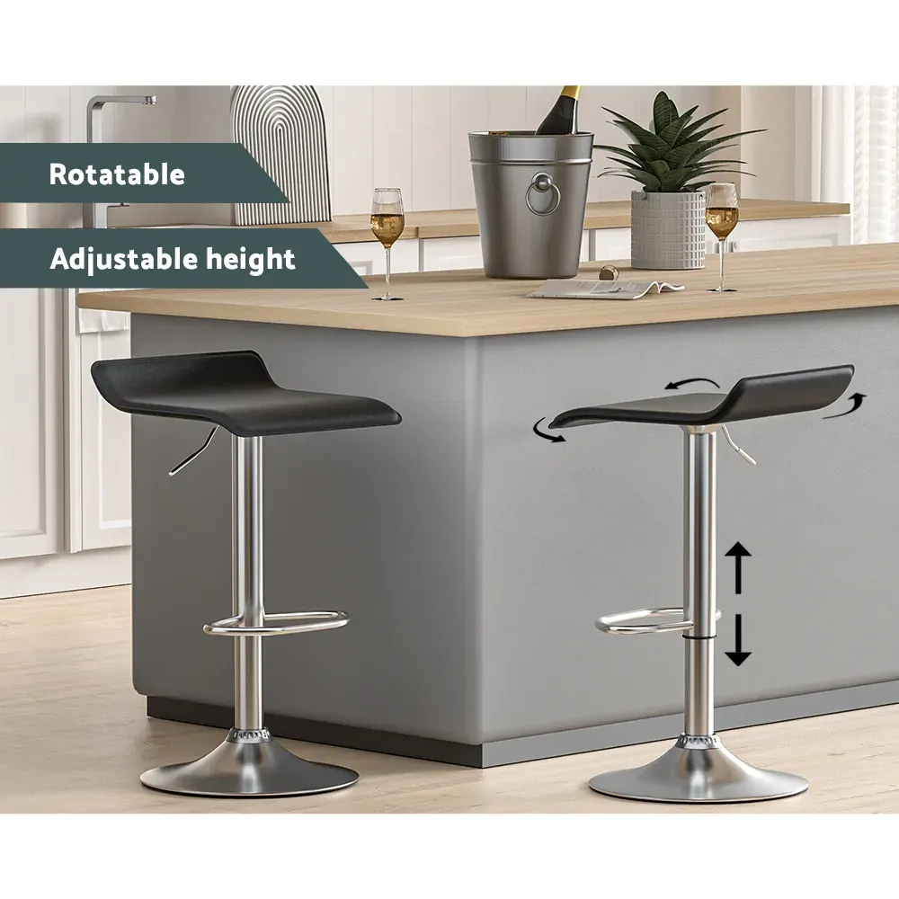 2x Bar Stools Faux Leather Chair Black Price