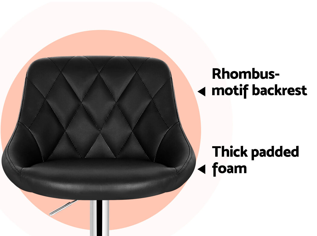 Artiss 2x Bar Stools Leather Padded Gas Lift Stool Black Price