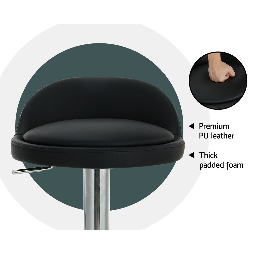 Artiss 4x Bar Stools PU Leather Gas Lift Black Price