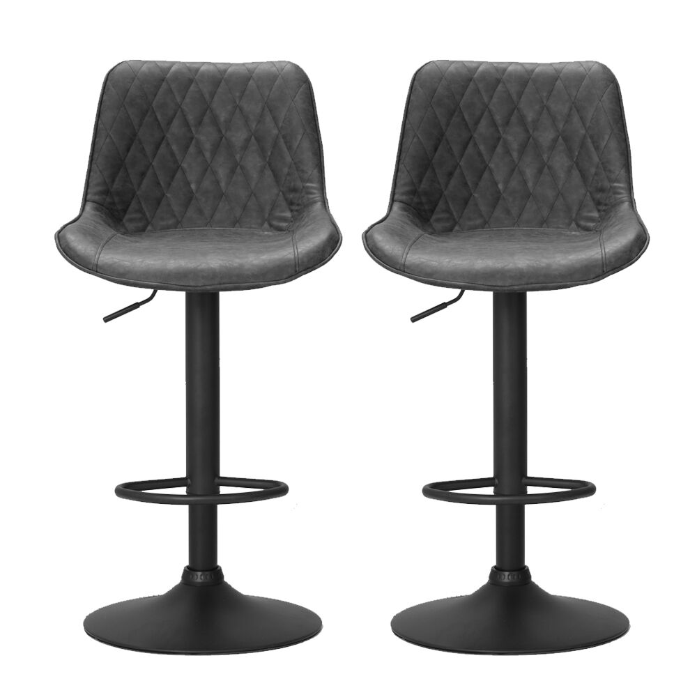 Artiss 2x Bar Stools Gas Lift Vintage Leather Black Price