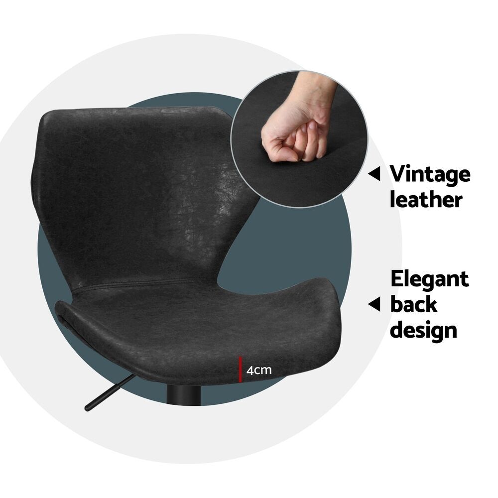 Artiss 4x Bar Stools Vintage Leather Gas Lift Black Price