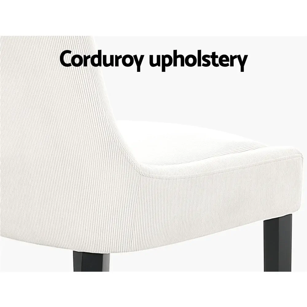 Dining Chairs Set of 2 Corduroy Wooden Beige Price