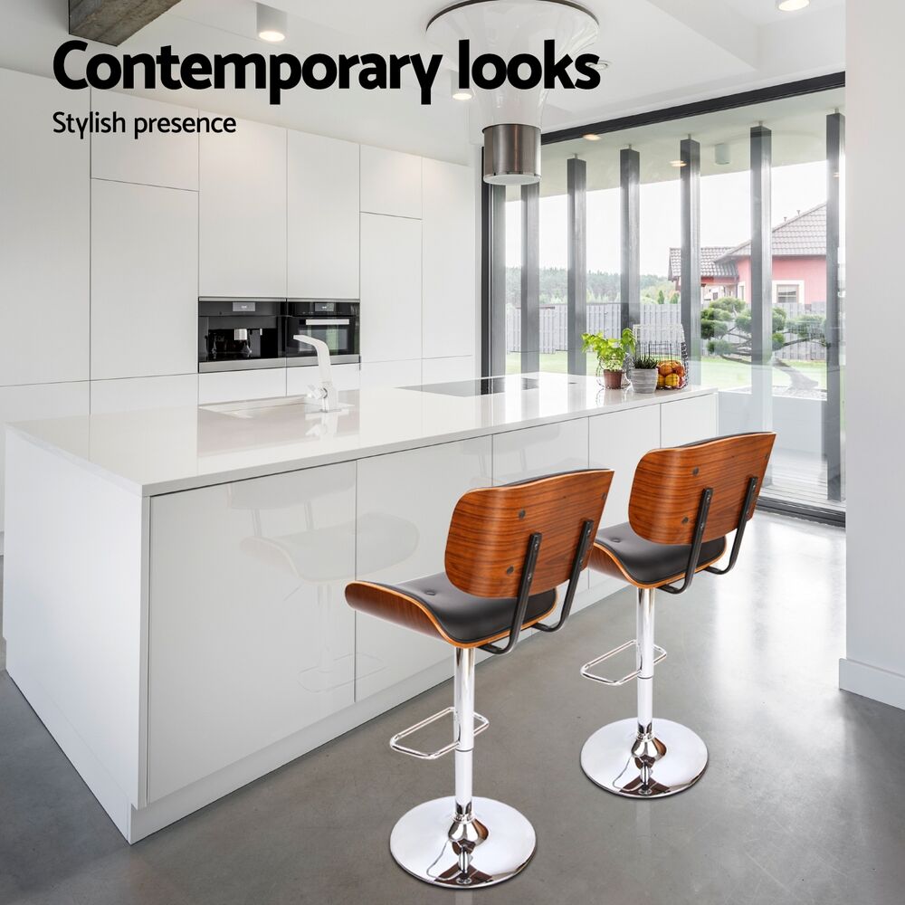 Artiss 4x Bar Stools Gas Lift Leather Black Price