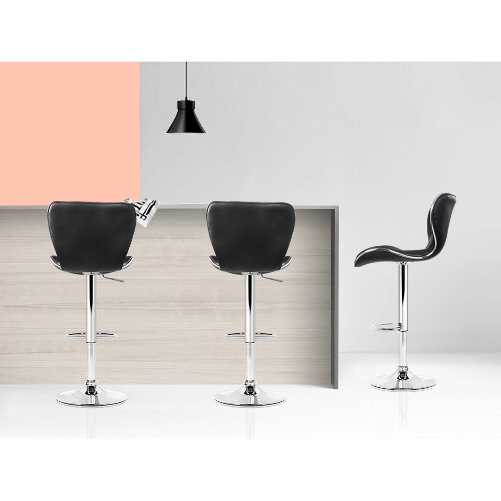 Artiss 2x Bar Stools Gas Lift Leather Seat Black Price