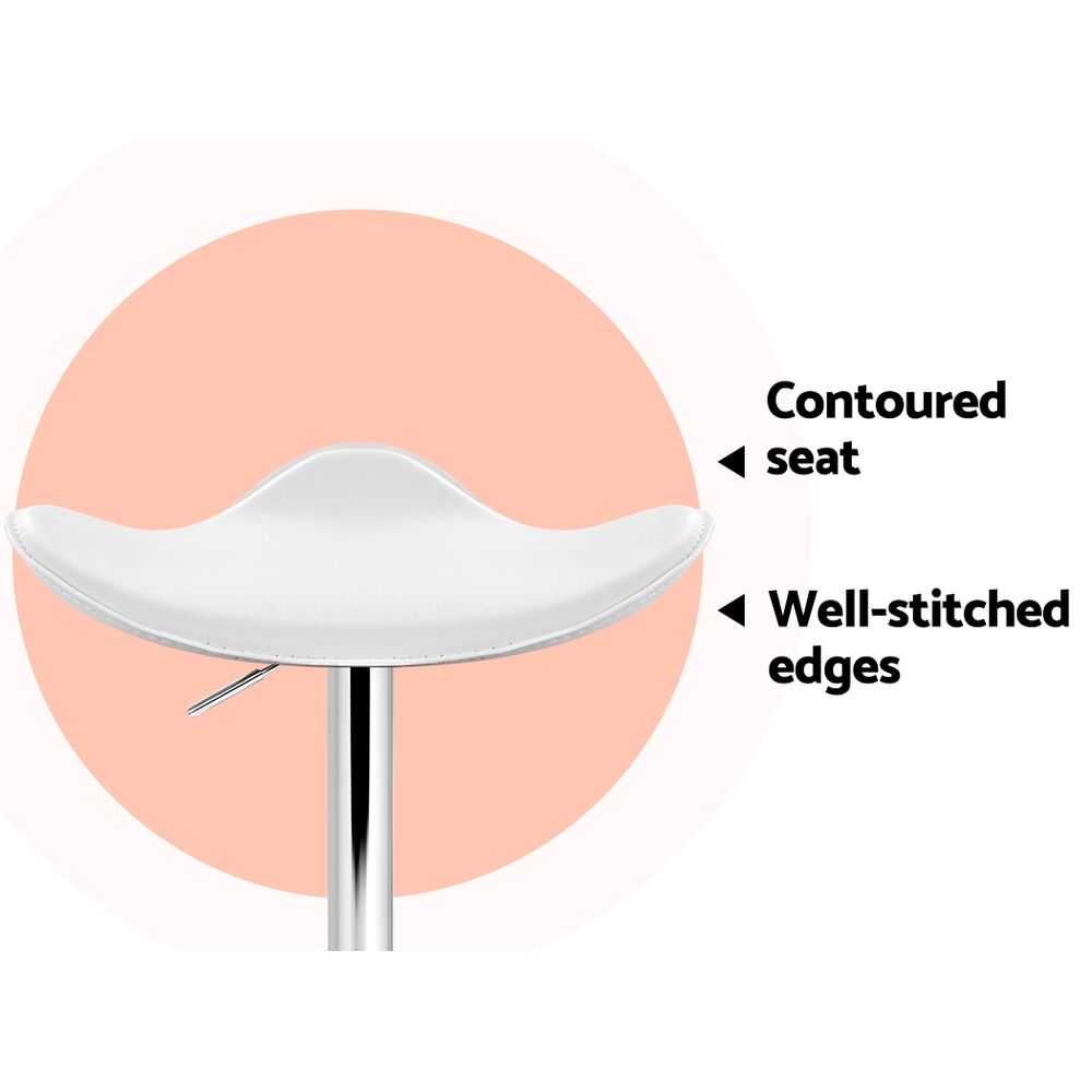 Artiss 2x Bar Stools Leather Gas Lift Chair White Price